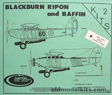 Contrail 1/72 Blackburn Ripon and Baffin (Two Kits) plastic model kit